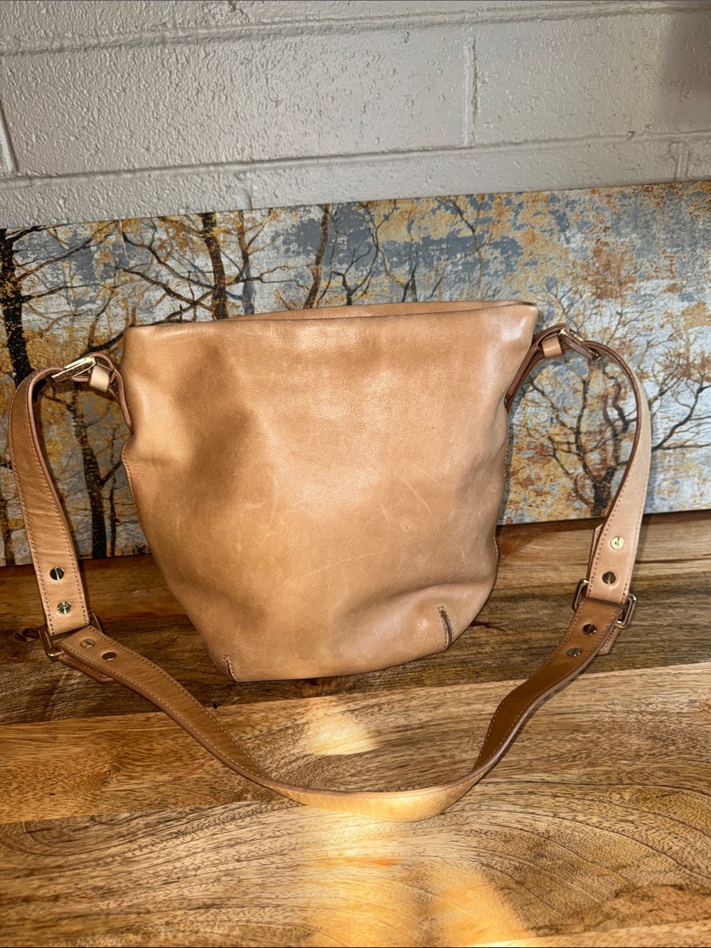 Women’s Tan Leather @ Other Stories Crossbody Bucket Bag